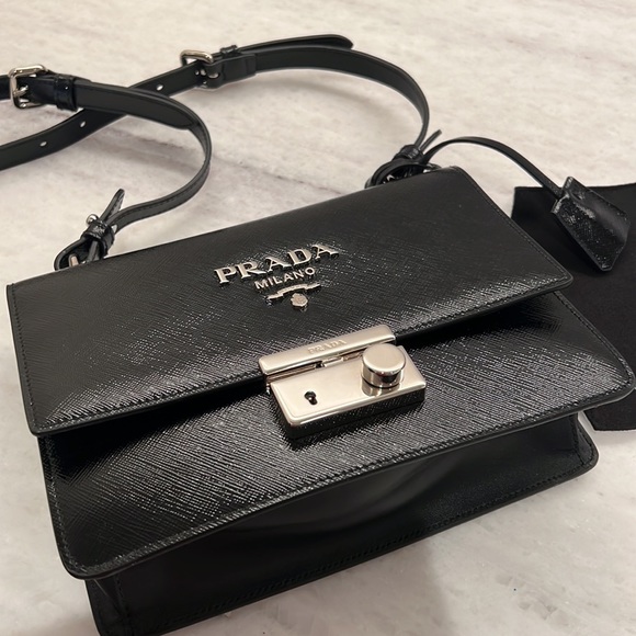Prada Handbags - Prada saffiano vernic shoulder/crossbody bag NWOT